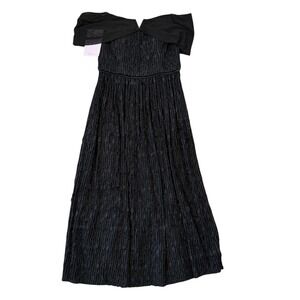 JS Collections Off-Shoulder Textured Midi Dress Black NWT